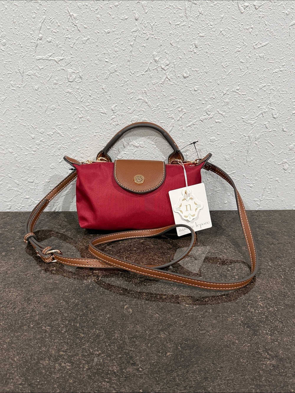 Nanette Lepore Burgundy Nylon Mini Crossbody NWT